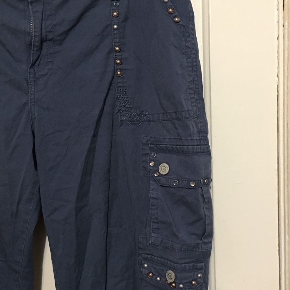 GITANO VINTAGE 90’s‎ EMBELLISHE Blue women’s CARGO PANTS 16W - Picture 10 of 11